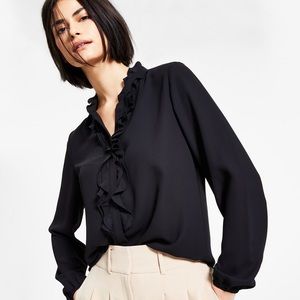 Bar III long sleeve ruffle top